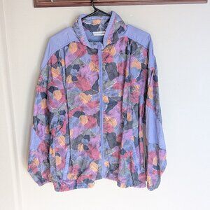 Vintage Reebok Abstract Patterned Purple/Pink/Orange Windbreaker Size Large